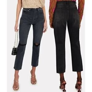 NWT Pistola Keaton Button Fly High-Waisted Slim Straight Jeans Women's Black 24